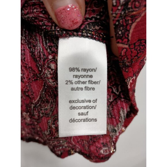 Maurices Womens Blouse Top Size XXL Burgundy Floral Flare Sleeve BOHO Peasant - Picture 6 of 9